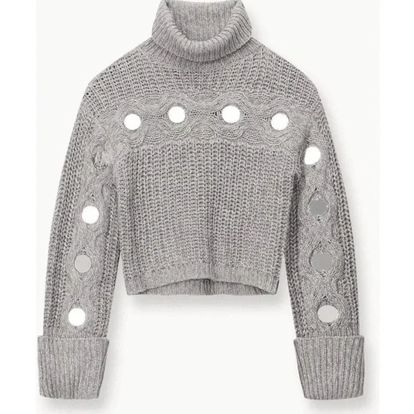 NWOT STAUD Vernacular Sweater Grey/Silver size XS chunky turtleneck $395 - Picture 3 of 12